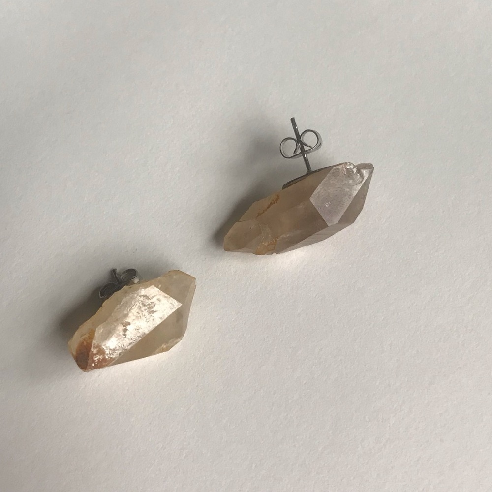 Hand Crafted Raw Quartz Stud Earrings